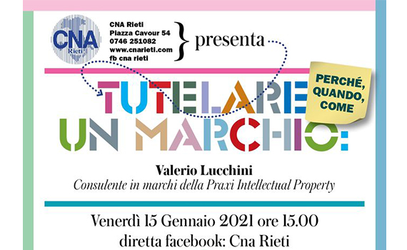 Diretta Facebook CNA Rieti - Tutelare un marchio: perchè, quando, come Diretta Facebook CNA Rieti - Tutelare un marchio: perchè, quando, come